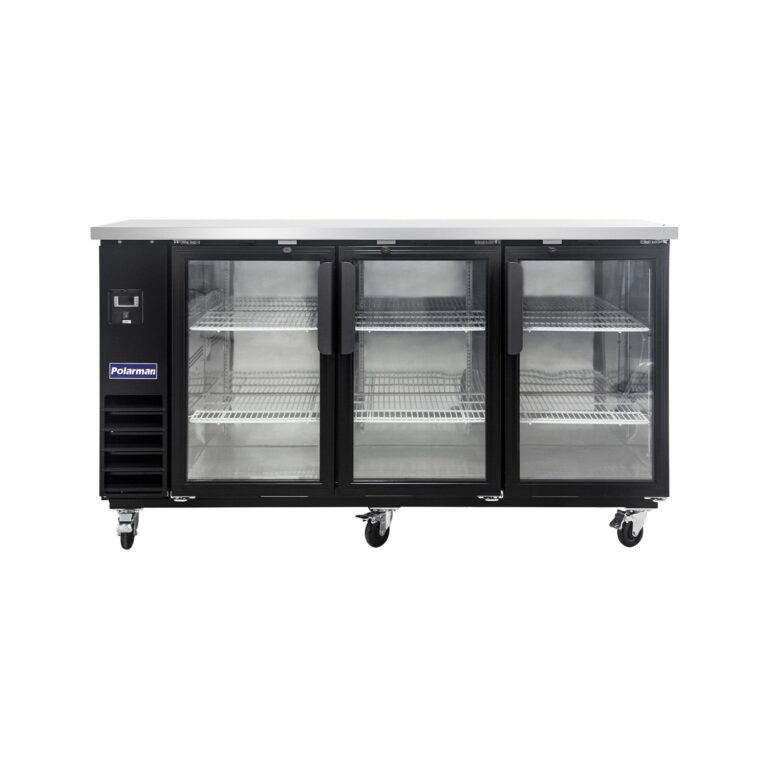 Polarman PLM-BC4-24G 73″ Black Glass Door Back Bar Refrigerator with LED Lighting