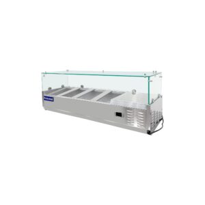 Polarman PLM-PDX-48G 47″ Countertop Refrigerated Topping Rail with Sneeze Guard