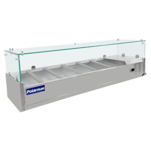 Polarman PLM-PDX-55G 55″ Countertop Refrigerated Topping Rail with Sneeze Guard