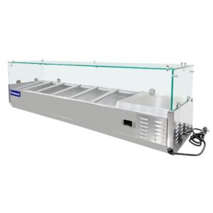 Polarman PLM-PDX-60G 59″ Countertop Refrigerated Topping Rail with Sneeze Guard