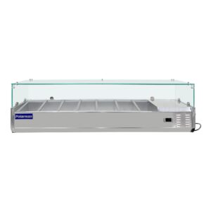 Polarman PLM-PDX-63G 63″ Countertop Refrigerated Topping Rail with Sneeze Guard