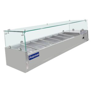 Polarman PLM-PDX-63G 63″ Countertop Refrigerated Topping Rail with Sneeze Guard