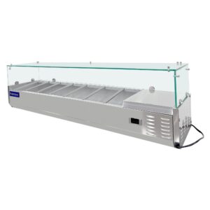 Polarman PLM-PDX-63G 63″ Countertop Refrigerated Topping Rail with Sneeze Guard