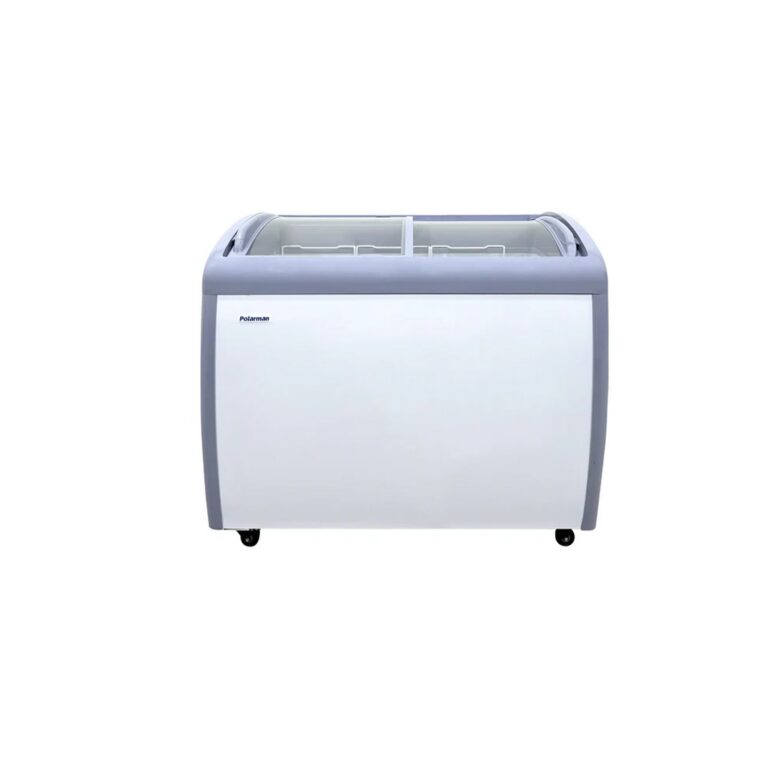 Polarman PLM-S260 39″ Mobile Ice Cream Display Freezer, Curved Sliding Lid with 3 Baskets, 6.7 cu. ft.