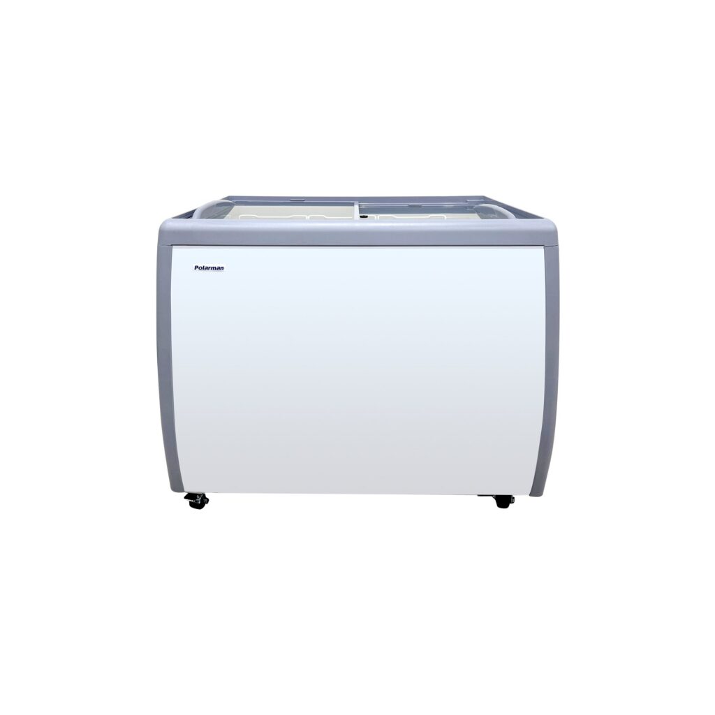 Polarman PLM-S260F 39″ Mobile Ice Cream Display Freezer, Flat Sliding Lid with 3 Baskets, 7.4 cu. ft.