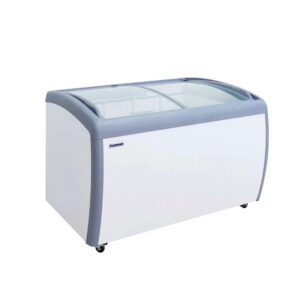 Polarman PLM-S360 49 5/8″ Mobile Ice Cream Display Freezer, Curved Sliding Lid with 4 Baskets, 9 cu. ft.