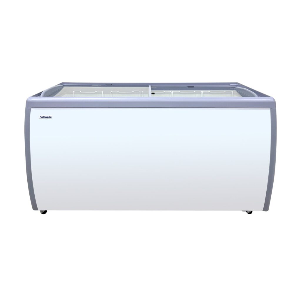 Polarman PLM-S460F 60″ Mobile Ice Cream Display Freezer, Flat Sliding Lid with 5 Baskets, 13.1 cu. ft.