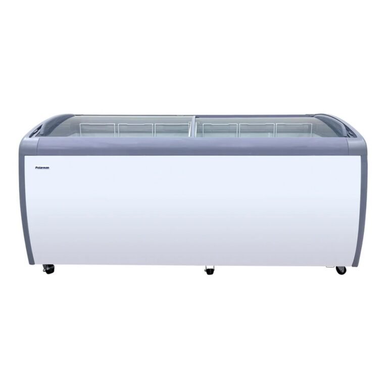 Polarman PLM-S560 70 7/8″ Mobile Ice Cream Display Freezer, Curved Sliding Lid with 6 Baskets, 20 cu. ft.