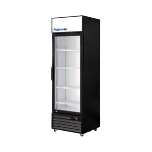 Polarman PLM-SGD24R 23 9/10″ Black Refrigerated Swing Glass Door Merchandiser with LED Lighting, 14.3 cu.ft（SS-P430WA）