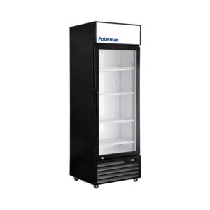 Polarman PLM-SGD28R 27 3/5″ Black Refrigerated Swing Glass Door Merchandiser with LED Lighting, 20.7 cu.ft（SS-P600WB）