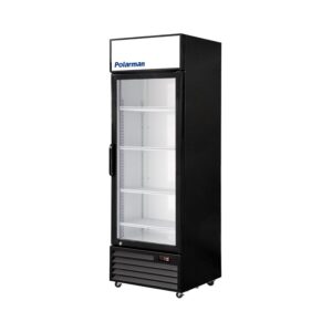 Polarman PLM-SGD28R 27 3/5″ Black Refrigerated Swing Glass Door Merchandiser with LED Lighting, 20.7 cu.ft（SS-P600WB）