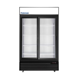 Polarman PLM-SGD44R-S 44 1/2″ Black Refrigerated Double Sliding Glass Door Merchandiser with LED Lighting, 31 cu.ft（SS-P1000WB-B）