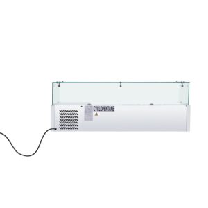 Polarman RT-1200L-2 47 1/5″ Countertop Refrigerated Sushi Display Case with 4-Side Glass, (3) 1/4 + (2) 1/3 Size Pans