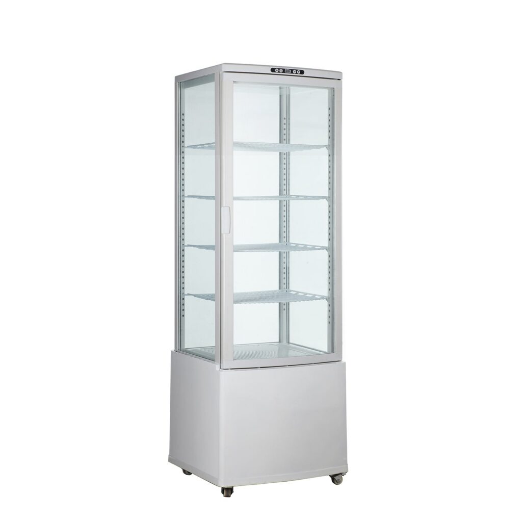 Polarman RT-215L-3 22″ 4-Sided White Glass Refrigerated Display Case
