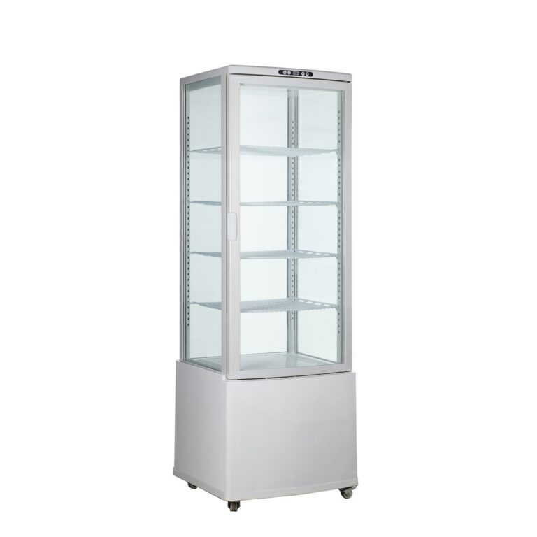 Polarman RT-215L-3 22″ 4-Sided White Glass Refrigerated Display Case