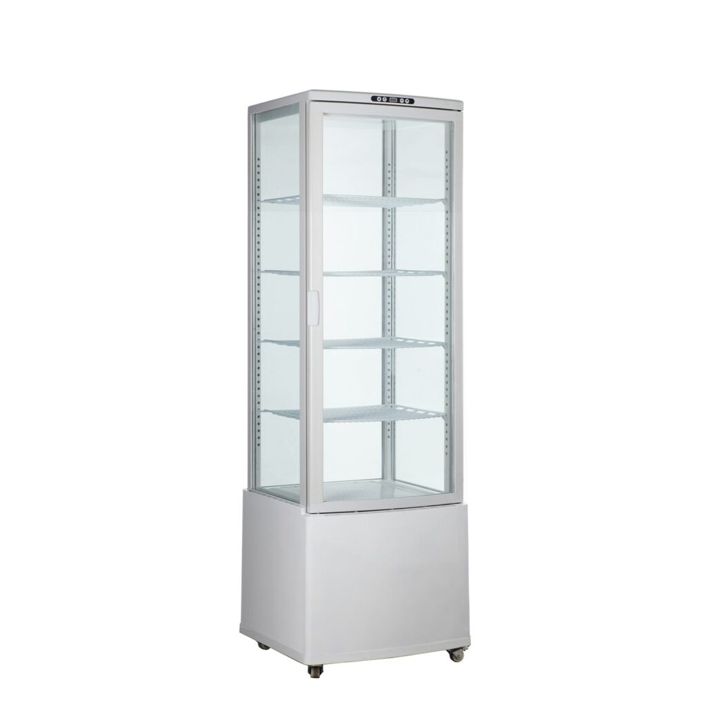 Polarman RT-235L-3 22″ 4-Sided White Glass Refrigerated Display Case