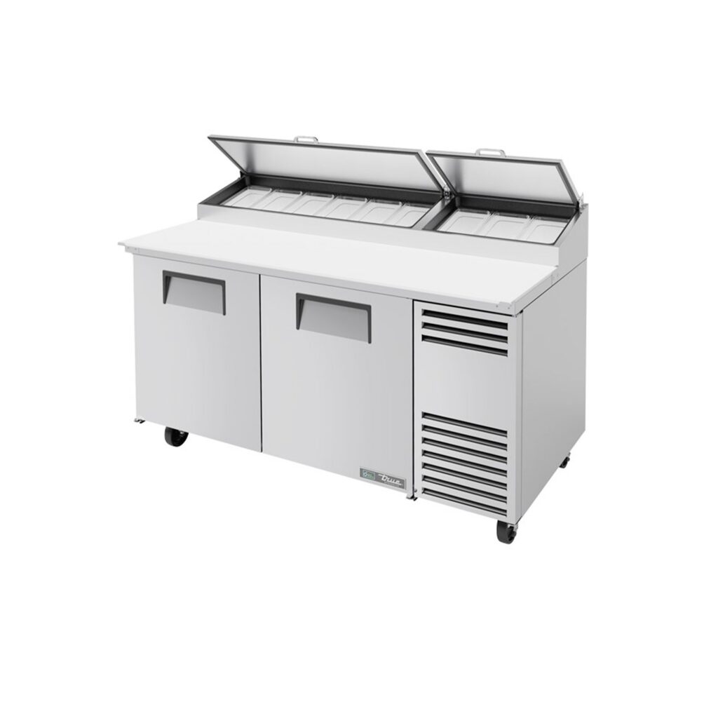 True TPP-AT-67-HC 67 3/8″ 2 Door Refrigerated Pizza Prep Table