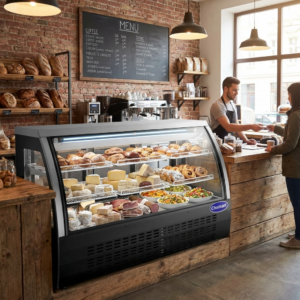Chumart CMT-82DC 82″ Black Curved Glass Refrigerated Deli Case