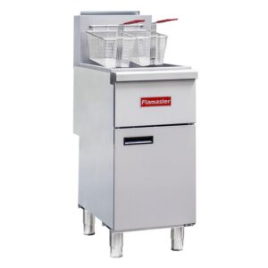 Flamaster FLM-F4-LP 15 1/2″ Liquid Propane Floor Fryer, 40-50 lb, 4 Tubes, 120,000 BTU