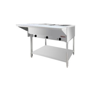 Flamaster FLM-ST3-SS Three Pan Open Well Electric Steam Table with Undershelf – 120V, 1500W