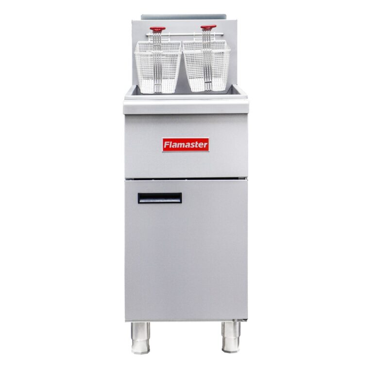 Flamaster FLM-F4-NG 15 1/2″ Natural Gas Floor Fryer, 40-50 lb, 4 Tubes, 120,000 BTU