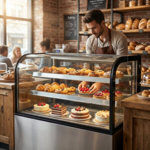 Polarman PLM-270A 36″  Curved Glass Refrigerated Bakery Display Case With LED Lights
