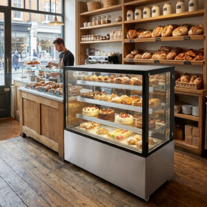 Polarman PLM-471S 60″ Square Glass Refrigerated Bakery Display Case with LED Lighting