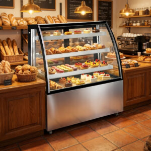 Polarman PLM-571A 72″ Curved Glass Refrigerated Bakery Display Case with LED Lighting