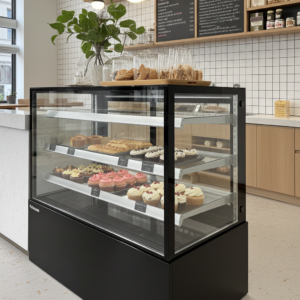 Polarman PLM-371SB 48″ Black 3-Shelf Square Glass Refrigerated Bakery Display Case