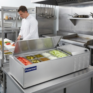 Polarman PLM-PD40 39″ Countertop Refrigerated Topping Rail, Stainless Steel, (6) 1/6 Size Pans
