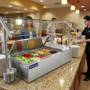 Polarman PLM-PD60 60″ Countertop Refrigerated Topping Rail, Stainless Steel , (12) 1/6 Size Pans
