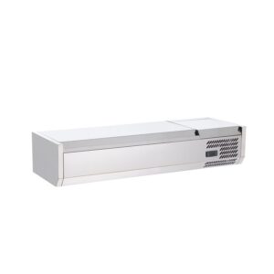 Polarman PLM-R1200L-2S 47″ Stainless Steel Countertop Refrigerated Sushi Display Case, (3) 1/3 + (2) 1/4 Size Pans