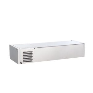 Polarman PLM-R1200L-2S 47″ Stainless Steel Countertop Refrigerated Sushi Display Case, (3) 1/3 + (2) 1/4 Size Pans