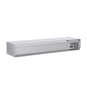 Polarman PLM-R1500L-2S 59″ Stainless Steel Countertop Refrigerated Sushi Display Case, (6) 1/3 Size Pans