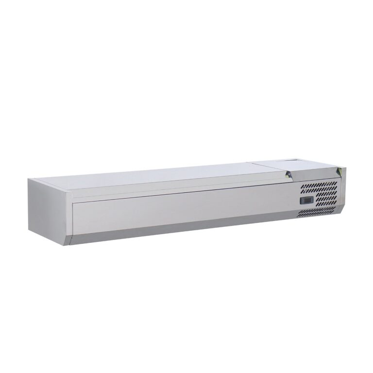 Polarman PLM-R1500L-2S 59″ Stainless Steel Countertop Refrigerated Sushi Display Case, (6) 1/3 Size Pans