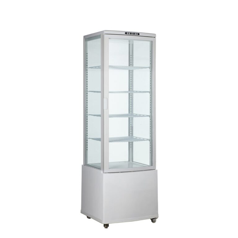 Polarman RT-235L-3 22″ 4-Sided White Glass Refrigerated Display Case