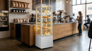 Polarman PLM-R235L-3 22″ 4-Sided White Glass Refrigerated Display Case