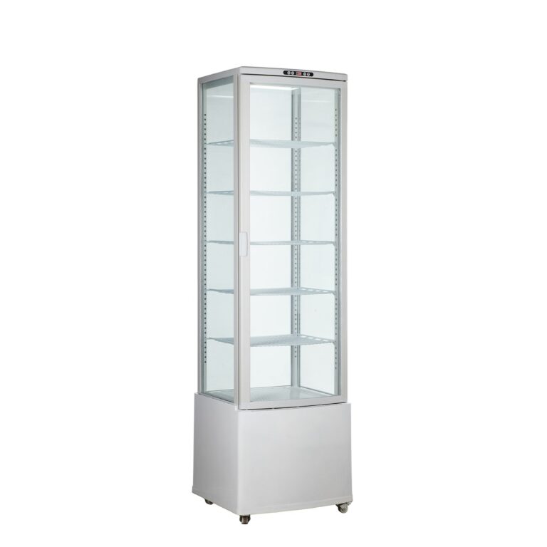 Polarman RT-280L-3 22″ 4-Sided White Glass Refrigerated Display Case