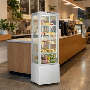 Polarman PLM-R280L-3 22″ 4-Sided White Glass Refrigerated Display Case