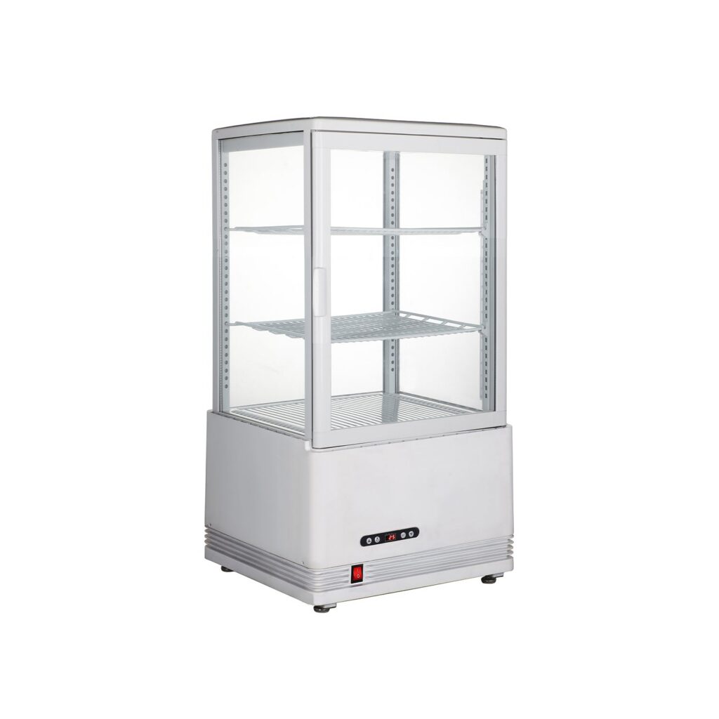 Polarman PLM-R58L-3 18″ Countertop 4-Sided White Glass Refrigerated Display Case