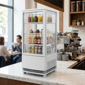 Polarman PLM-R58L-3 18″ Countertop 4-Sided White Glass Refrigerated Display Case