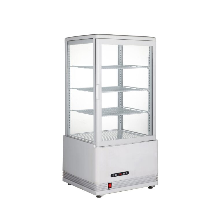 Polarman RT-68L-3 18″ Countertop 4-Sided White Glass Refrigerated Display Case
