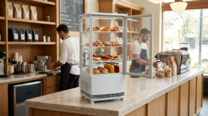 Polarman PLM-R68L-3 18″ Countertop 4-Sided White Glass Refrigerated Display Case