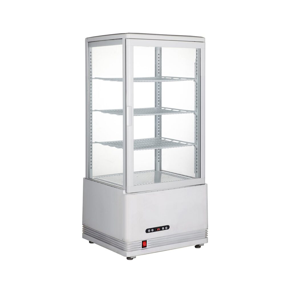 Polarman PLM-R78L-3 18″ Countertop 4-Sided White Glass Refrigerated Display Case