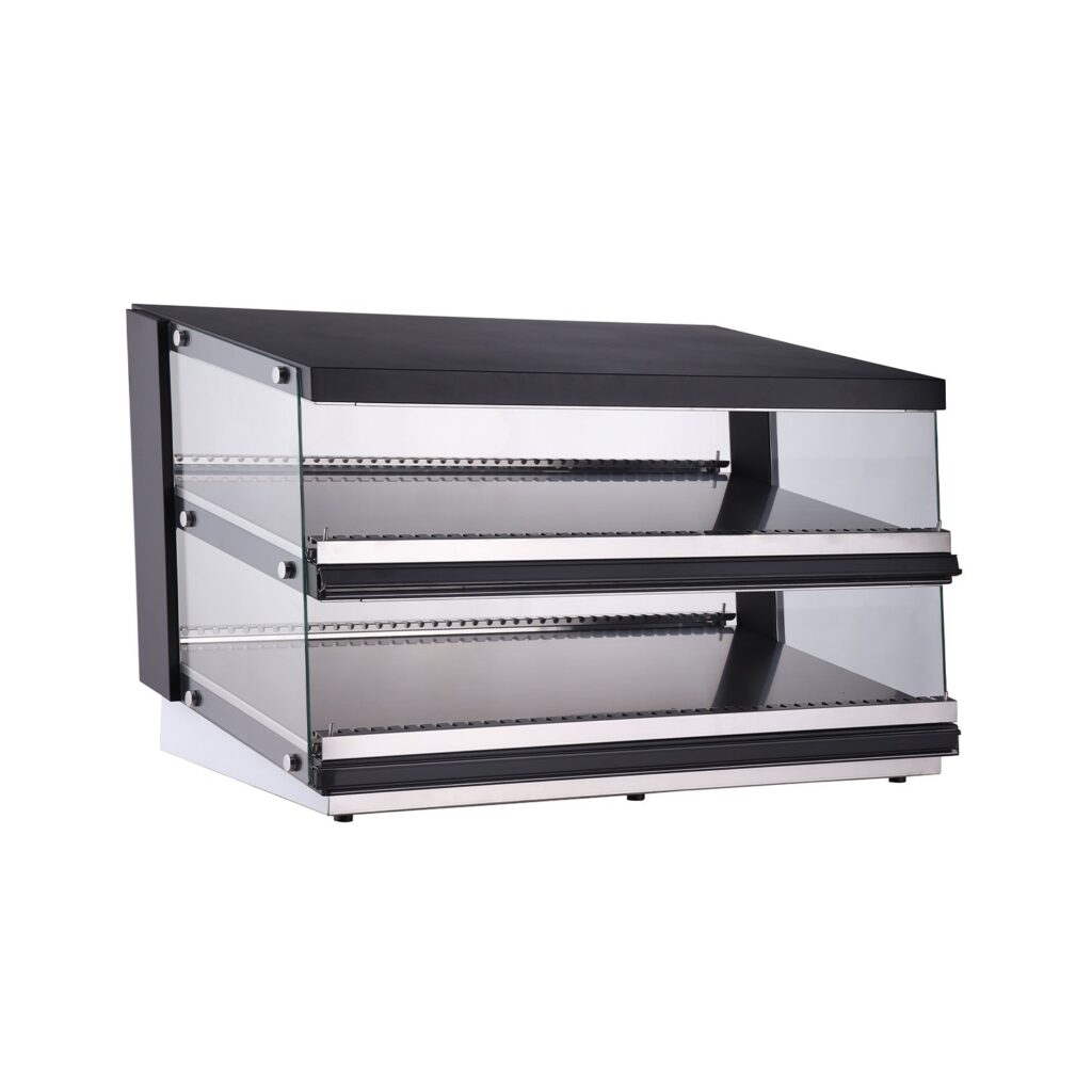 Polarman PLM-W121D-M 44″ Slanted 2-Shelf Countertop Heated Display Merchandiser