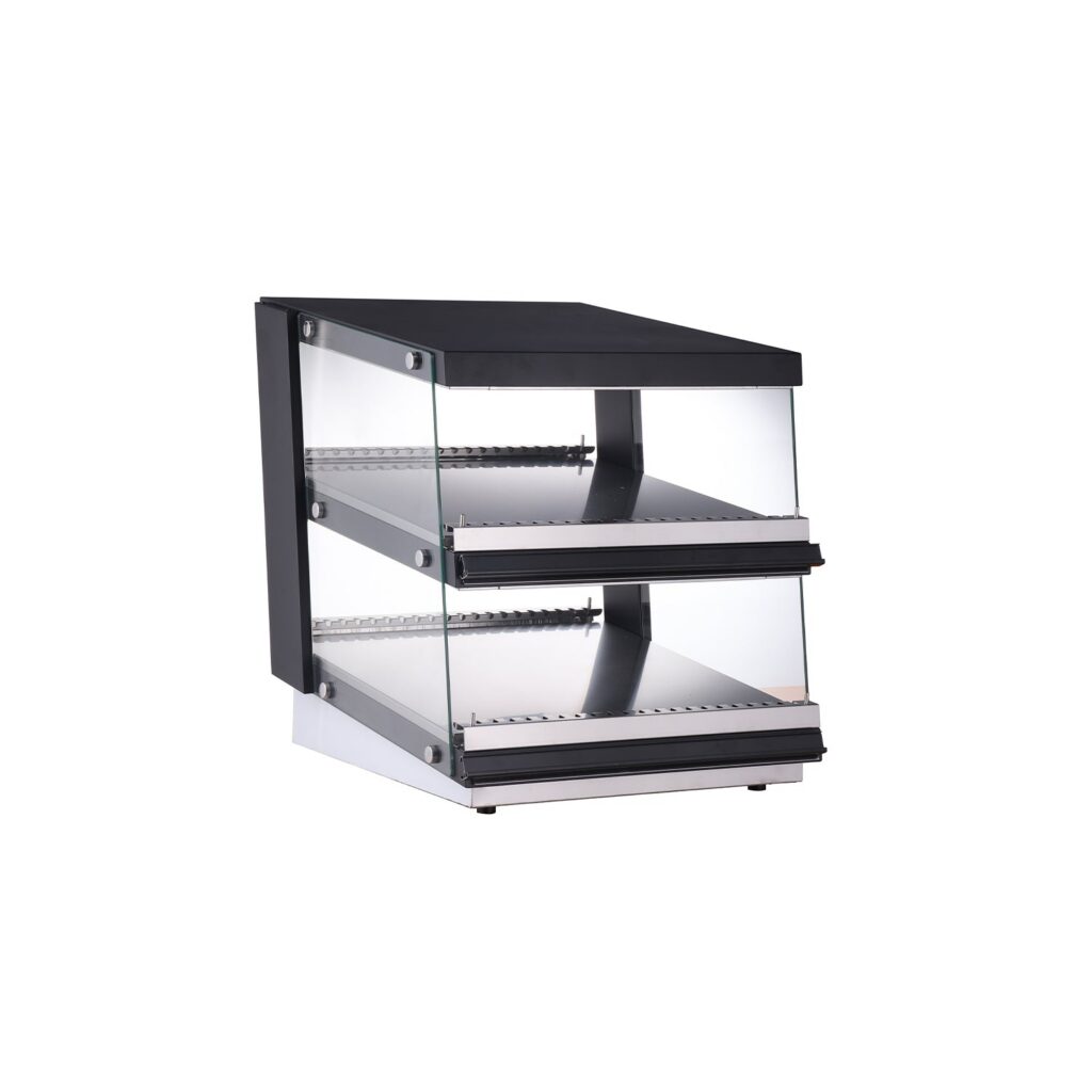 Polarman PLM-W65D-M 24″ Slanted 2-Shelf Countertop Heated Display Merchandiser