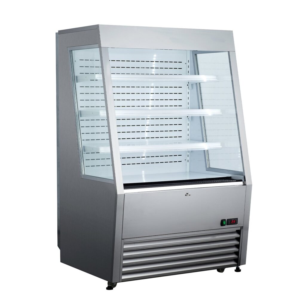 Polarman PLM-R390LS 36″ Vertical Air Curtain Merchandiser, Stainless Steel, with 3 Shelves