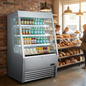 Polarman PLM-R390LS 36″ Vertical Air Curtain Merchandiser, Stainless Steel, with 3 Shelves