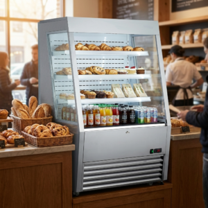 Polarman PLM-R390LS 36″ Vertical Air Curtain Merchandiser, Stainless Steel, with 3 Shelves