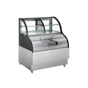 Polarman PLM-R468L 40 1/5″ Curved Glass Refrigerated Air Curtain Merchandiser with LED Lighting and Night Curtain